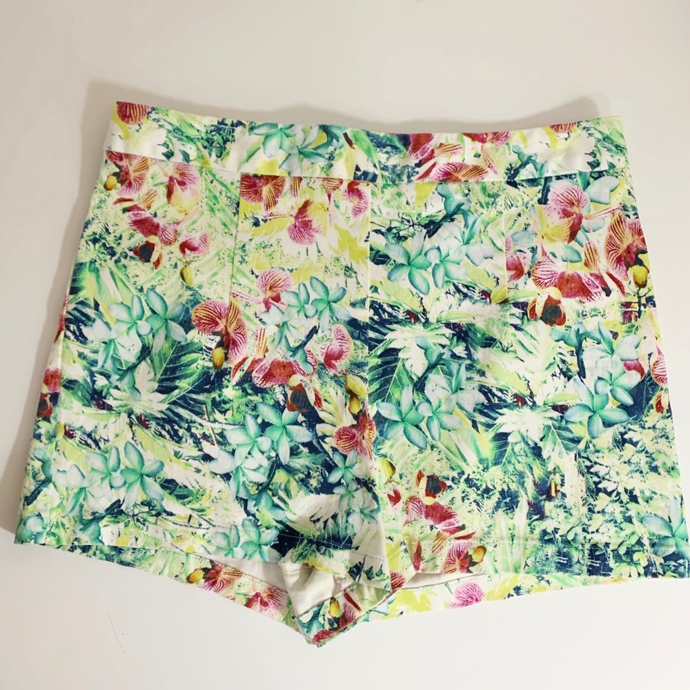 Forever 21 Tropical Floral High-Waist Shorts